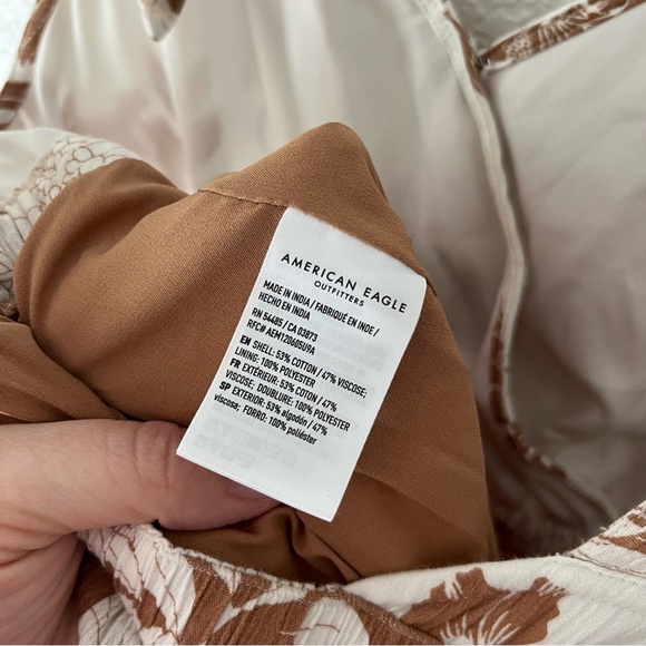 American Eagle Jumpsuit Women's Large Floral Wide Leg Faux Wrap Coconut Girl - Picture 10 of 11